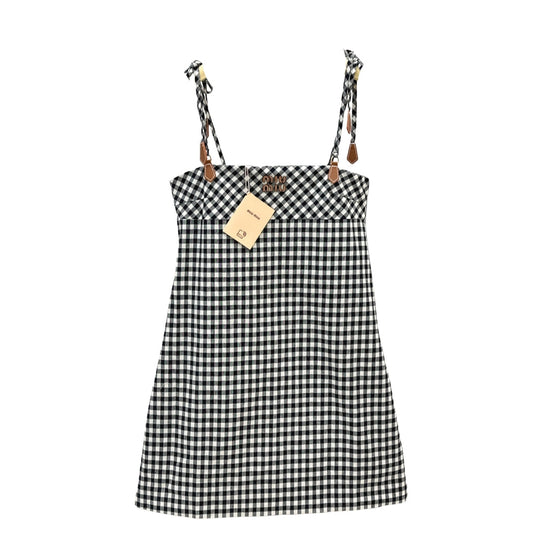 25ss Checkered halter dress