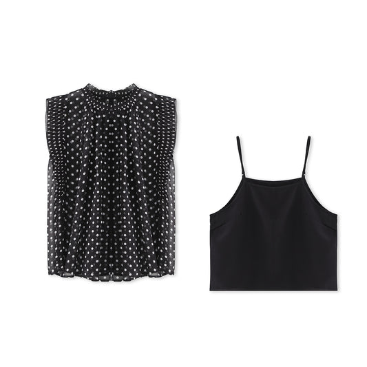 25ss French polka dot loose sleeveless top