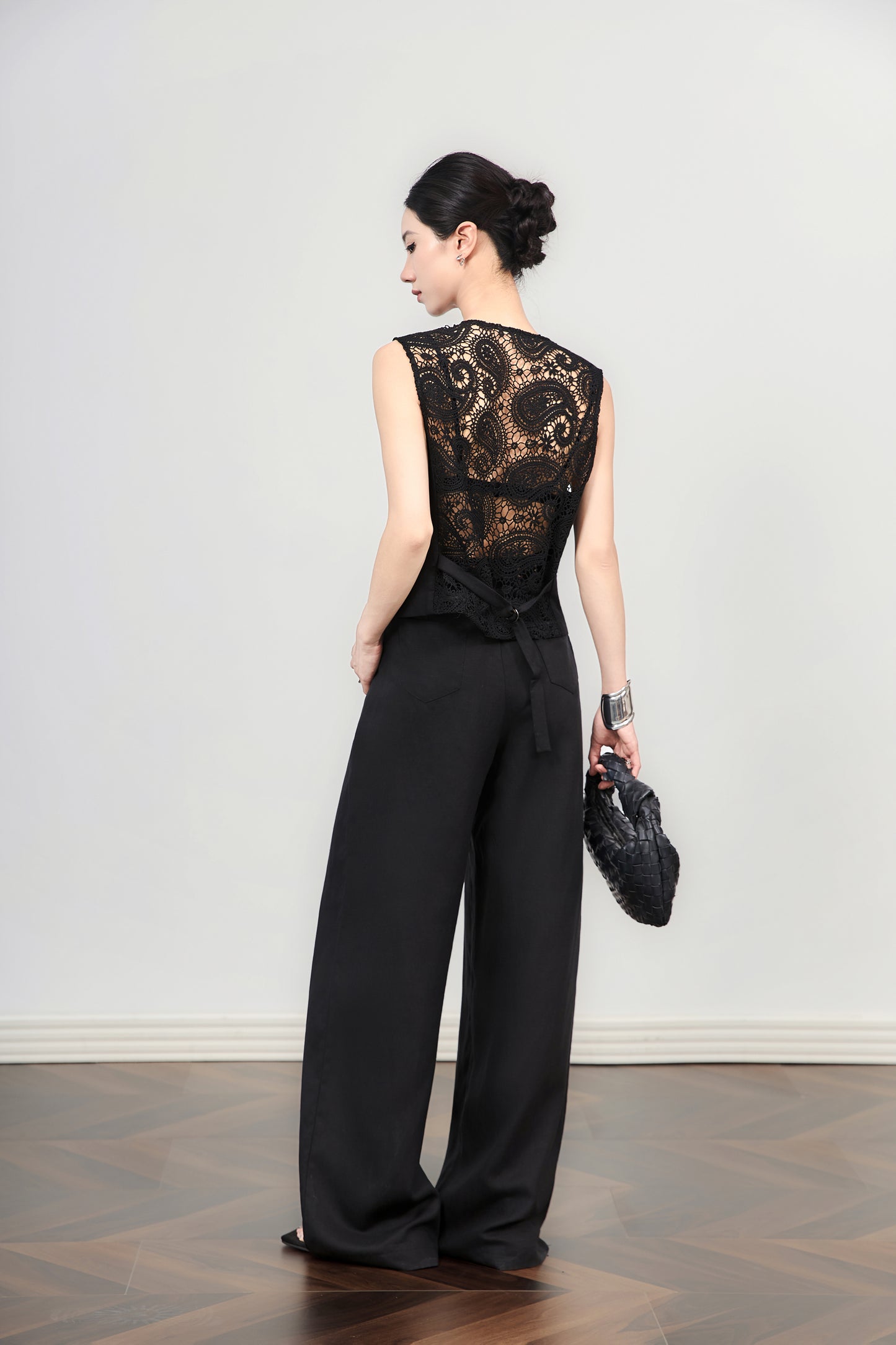 25ss Waistcoat and wide-leg pants set