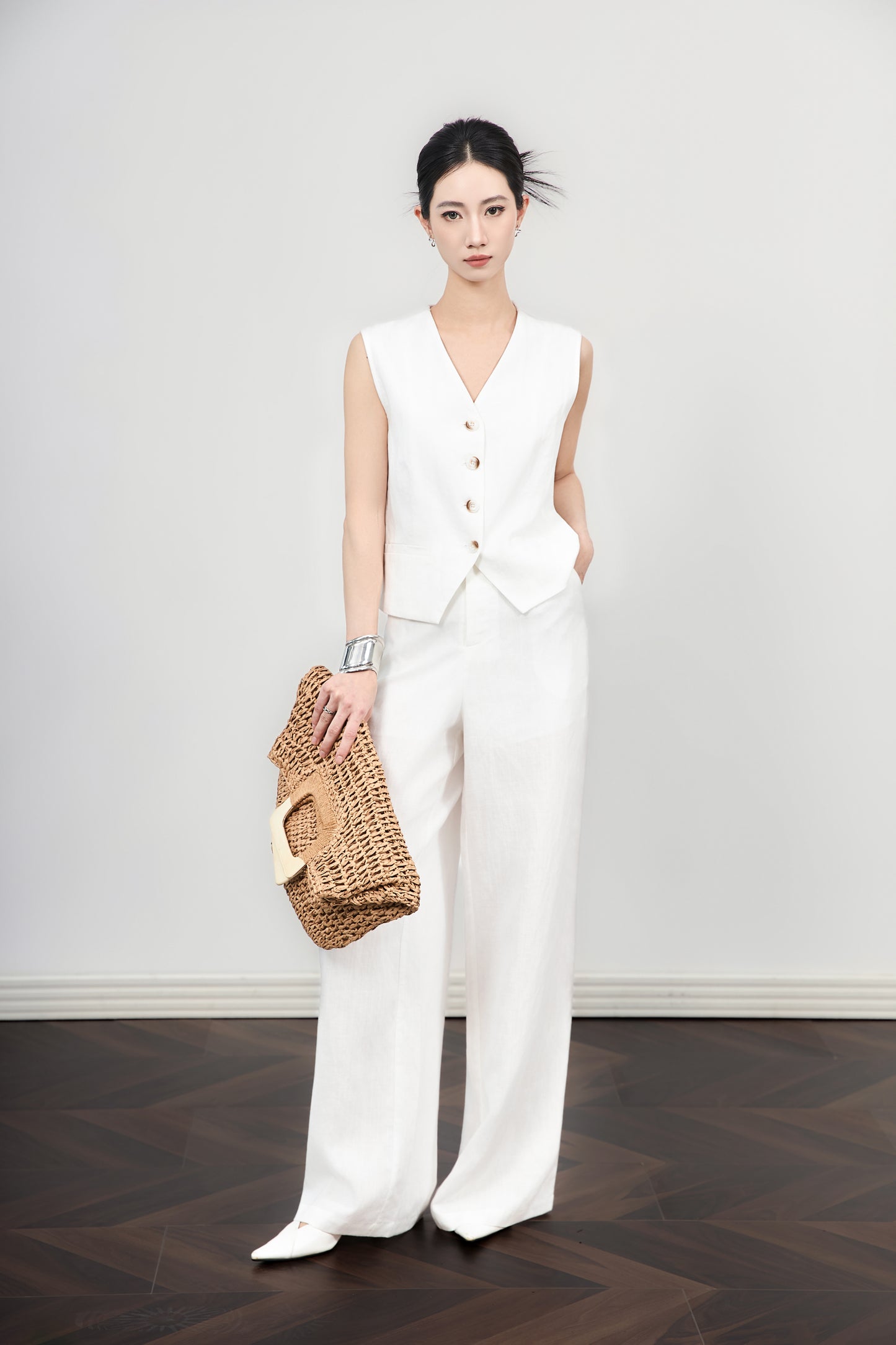 25ss Waistcoat and wide-leg pants set