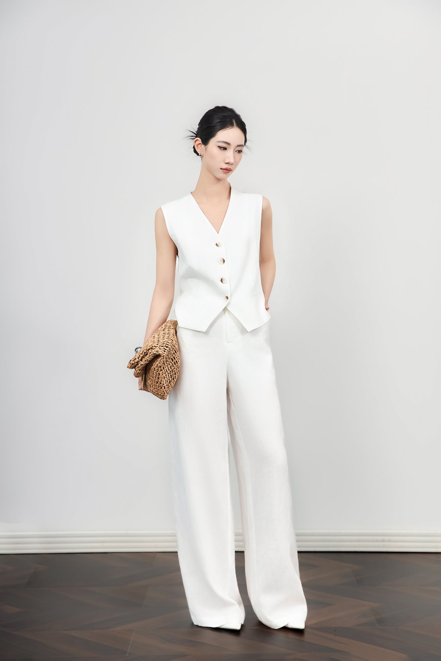 25ss Waistcoat and wide-leg pants set