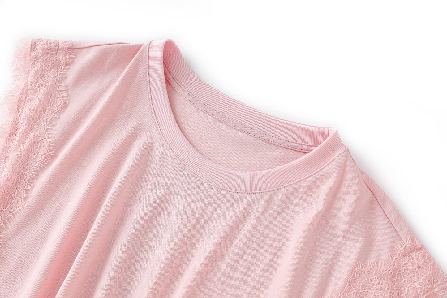 25ss Lace patchwork slimming T-shirt
