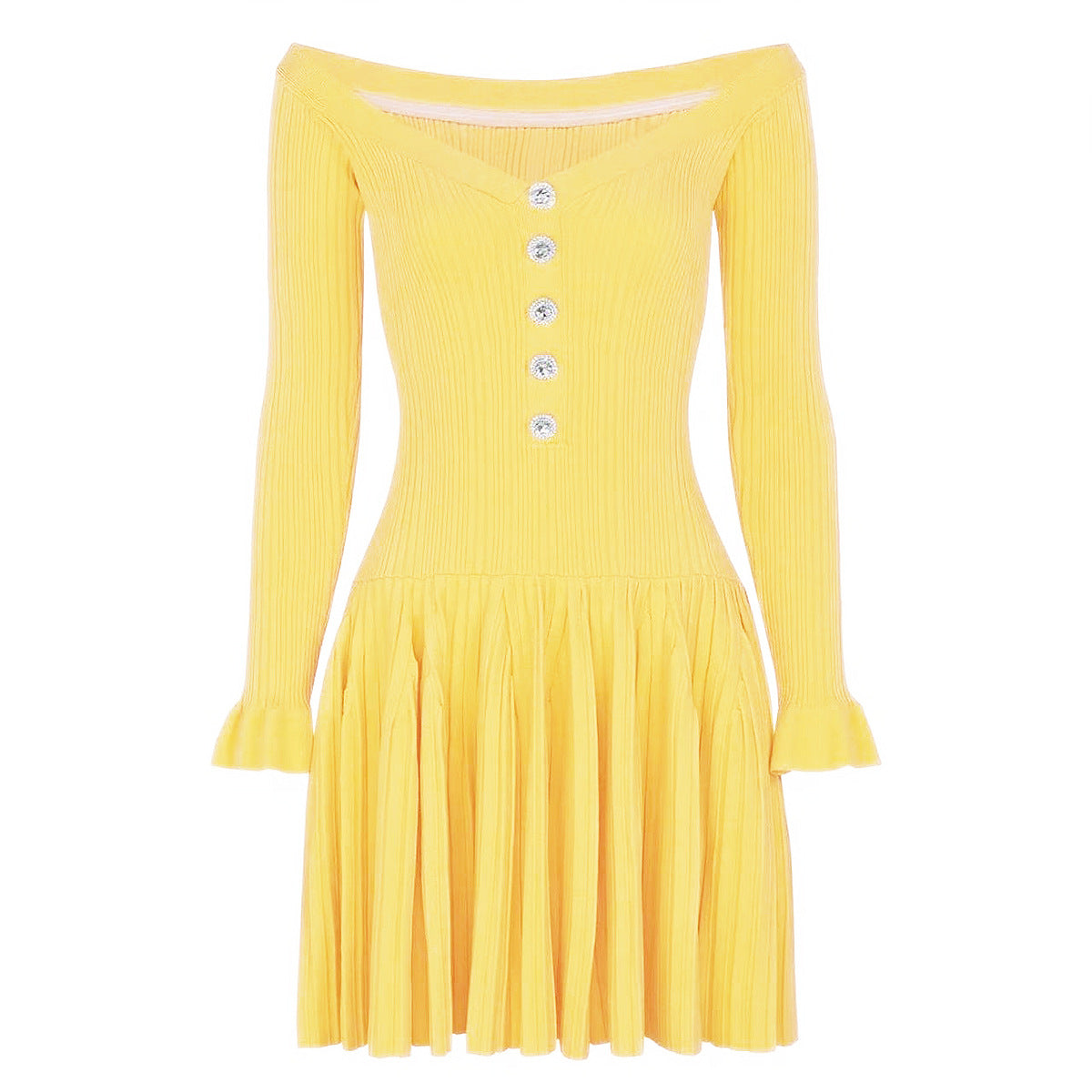 25ss Autumn one-shoulder knitted dress with a one-shoulder collar