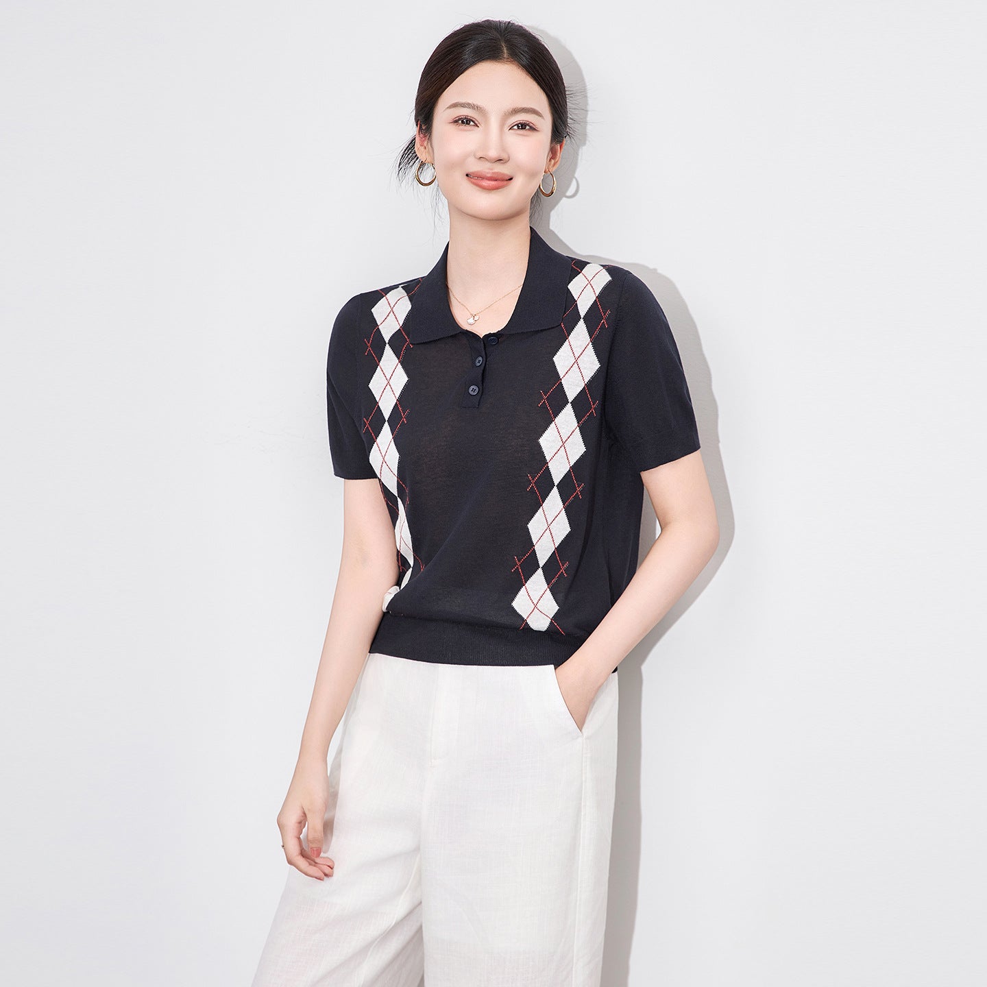 25ss Youthful Tencel linen short-sleeved knitted top
