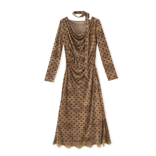 25ss Morning swing gold style plant French dress