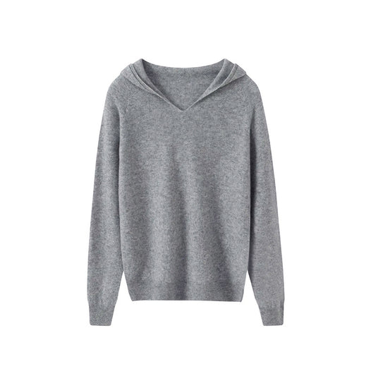 25ss Cashmere brushed hooded knitted sweater for autumn and winter
