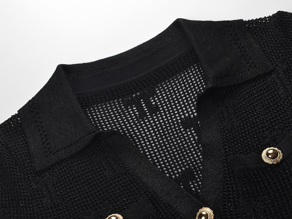 25ss Classic and elegant black bow knitted dress