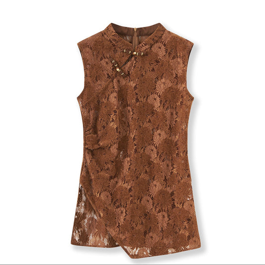 25ss Autumn new Chinese-style retro jacquard Chenille lace vest