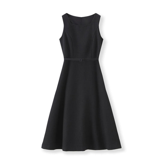 25ss French high-end cinched-waist wide-hem dress