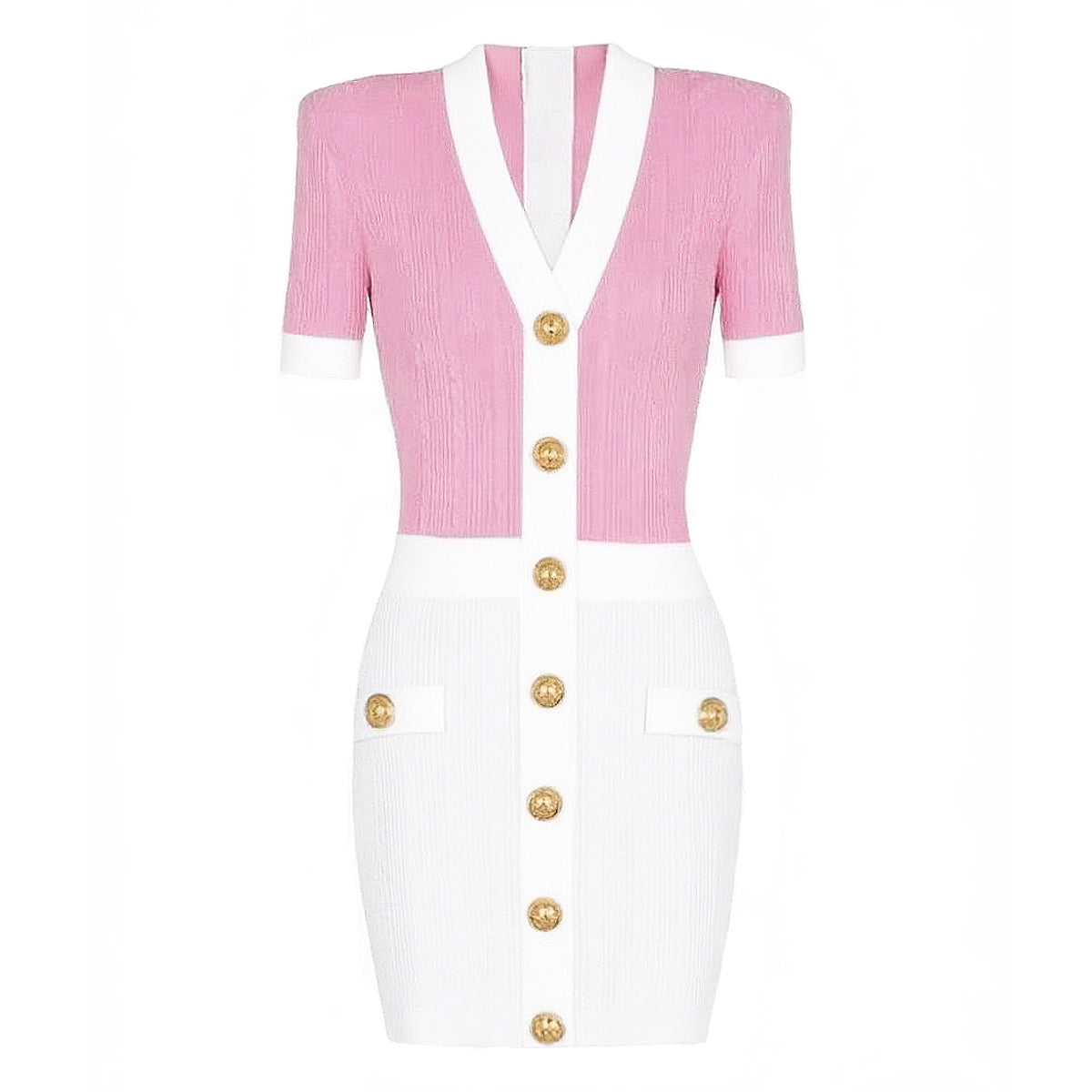 25ss V-neck knitted versatile body-hugging dress