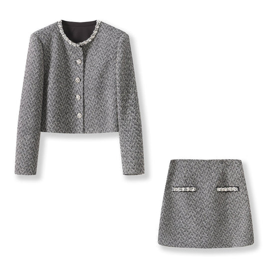 25ss Xiaoxiang wool blended coat and skirt set