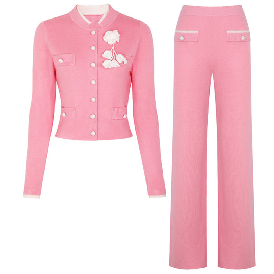 25ss Chunqiu Heavy Industry Knitted Casual Style Set