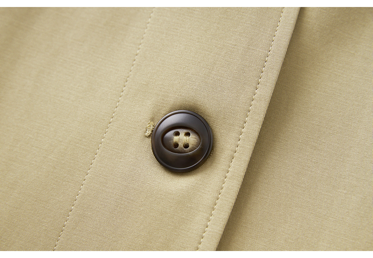 25ss A long, loose coat with a British check patchwork lapel