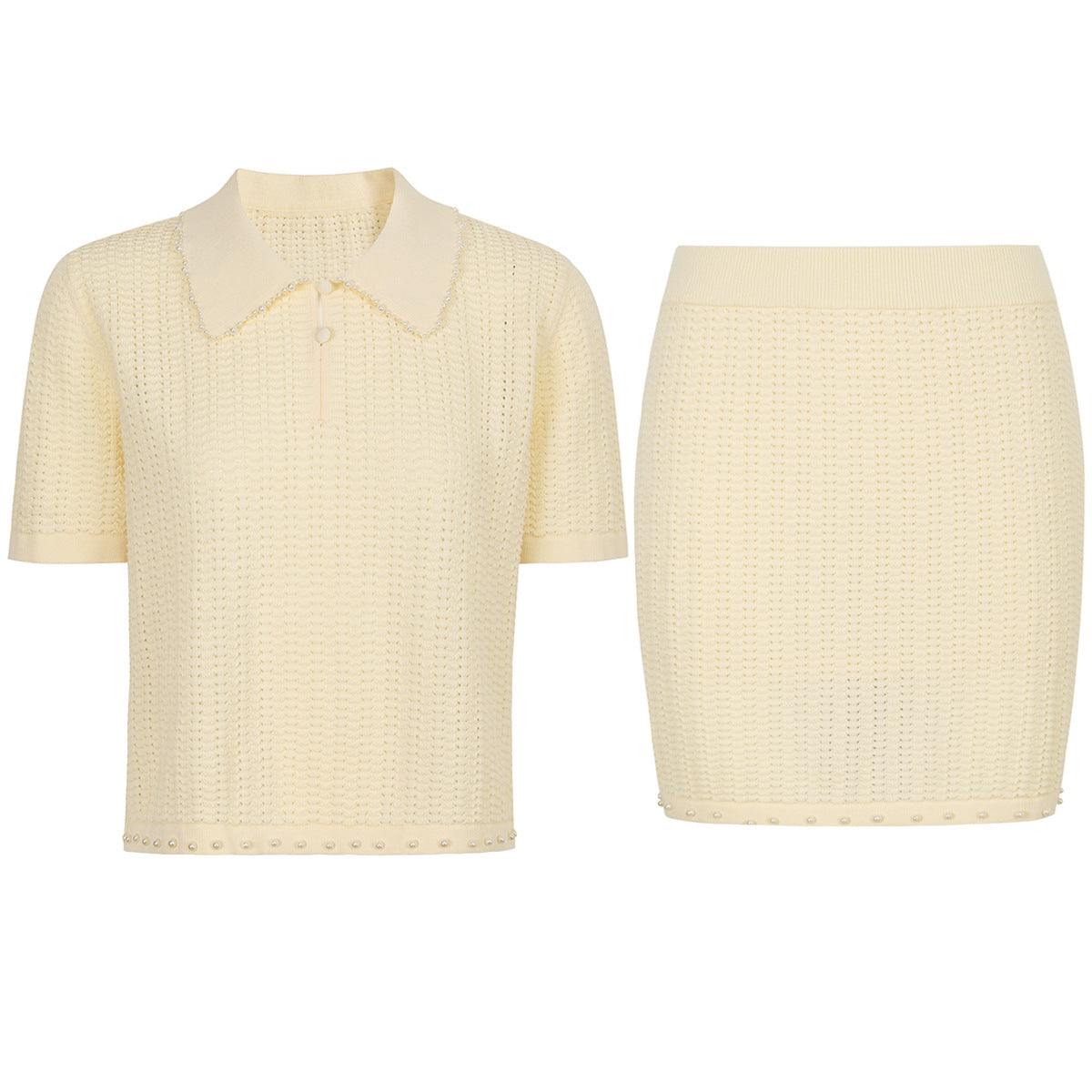 25ss Fashionable and classic T-shirt knitted sweater set skirt