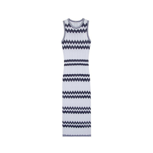 25ss Elegant lady A-line striped knitted dress