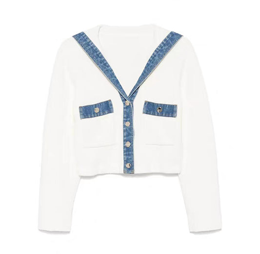 25ss Elegant and youthful school-style knitted cardigan