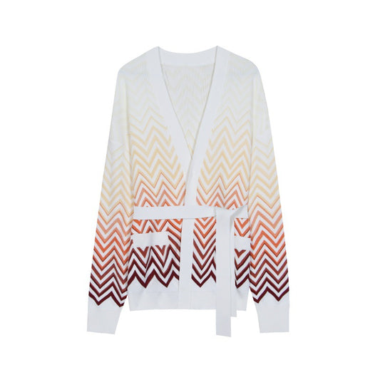 25ss Elegant striped knitted cardigan for autumn and winter