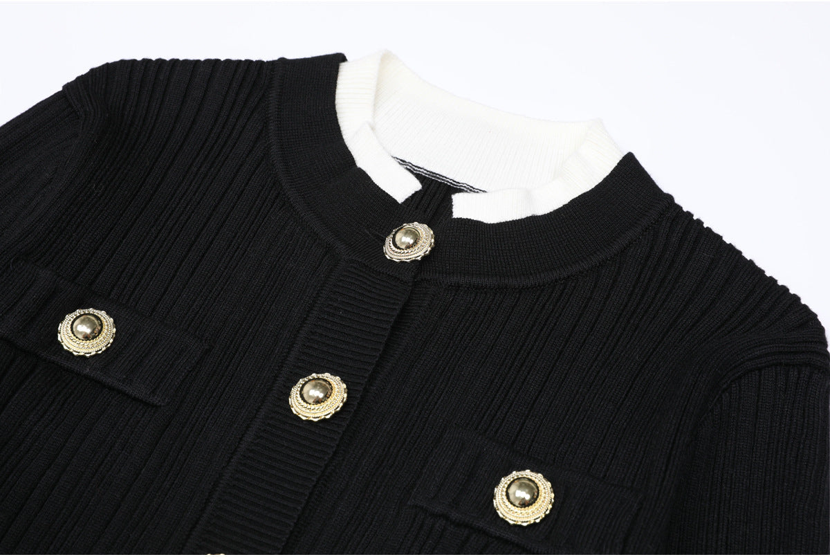 25ss Spring and Autumn belt-knit slimming short dress