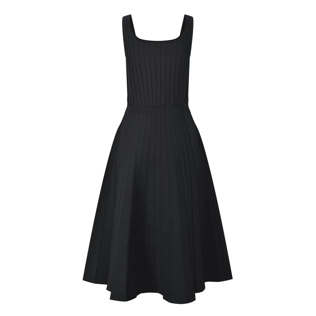 25ss French intellectual halter knitted long dress