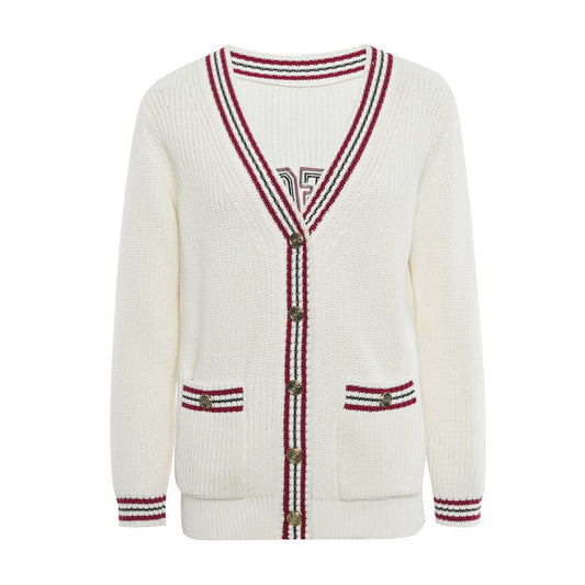 25ss Autumn V-neck chanel-style loose knitted cardigan