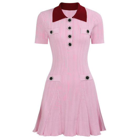 25ss Summer short-sleeved ladylike knitted short skirt