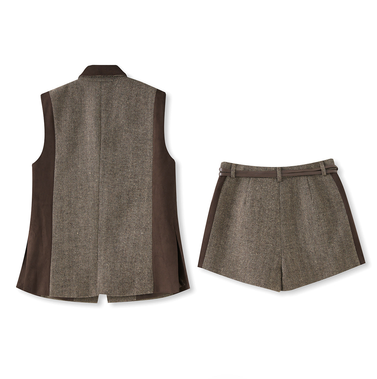 25ss A niche patchwork woolen three-piece set