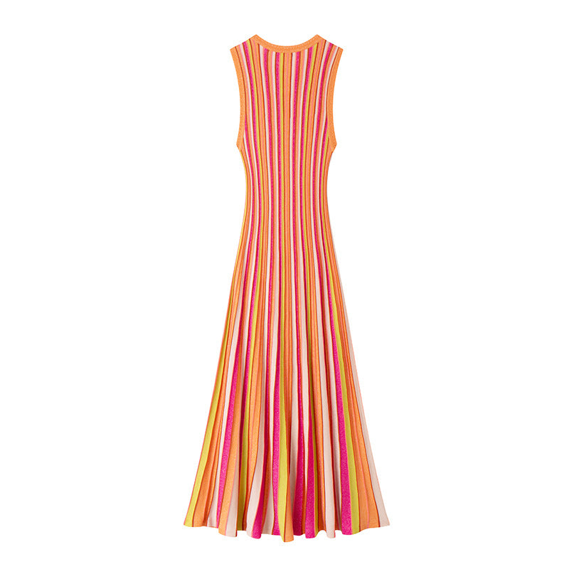 25ss Elegant sleeveless mid-length knitted dress