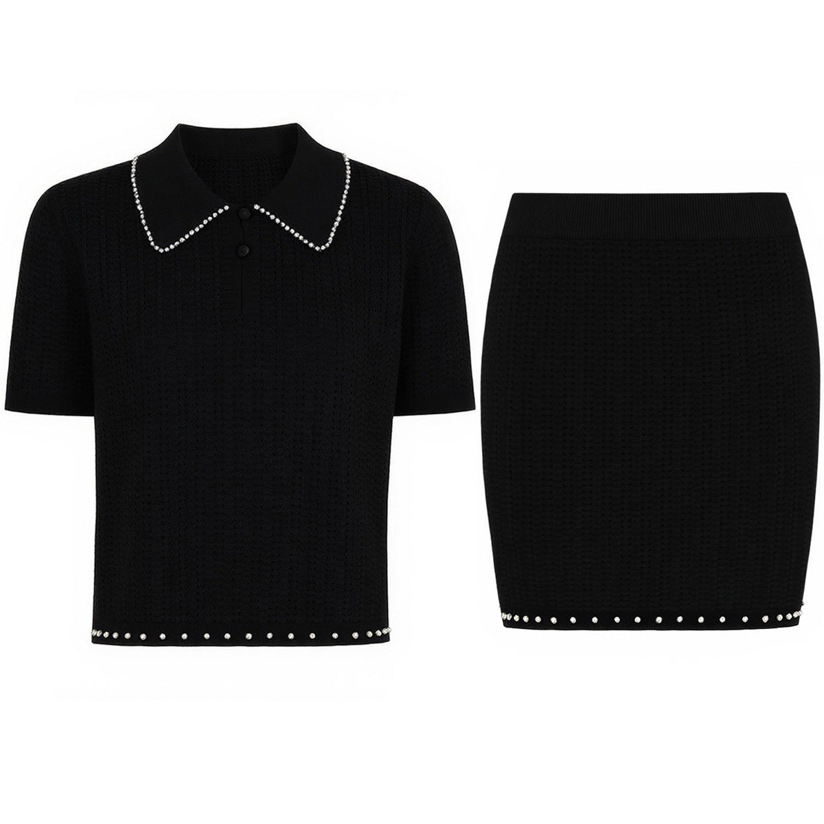 25ss Fashionable and classic T-shirt knitted sweater set skirt