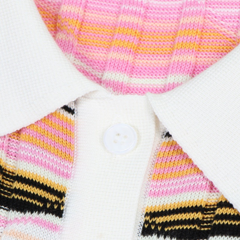 25ss Spring and Autumn polo collar Tencel cotton knitted sweater