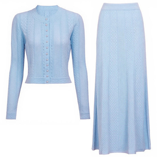 25ss Spring and Autumn knitted lady cardigan suit dress