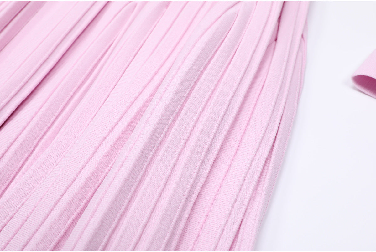 25ss Autumn one-shoulder knitted dress with a one-shoulder collar
