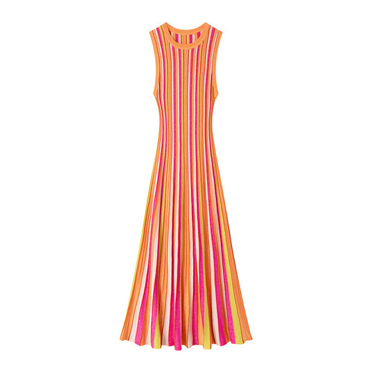 25ss Elegant sleeveless mid-length knitted dress