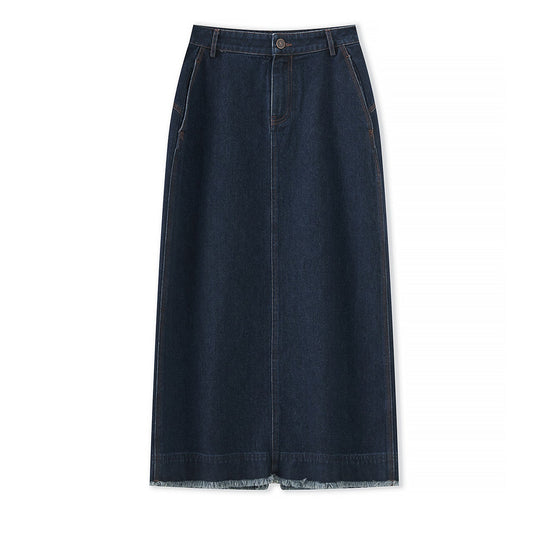 25ss Retro classic Hong Kong-style slit high-waisted denim dress