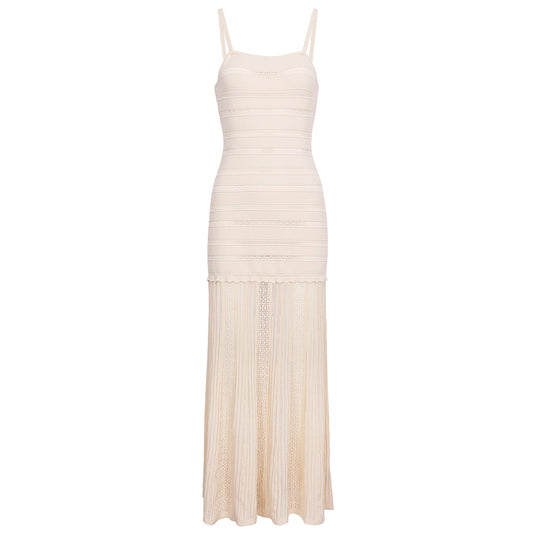 25ss Handcrafted jacquard cutout slimming halter dress
