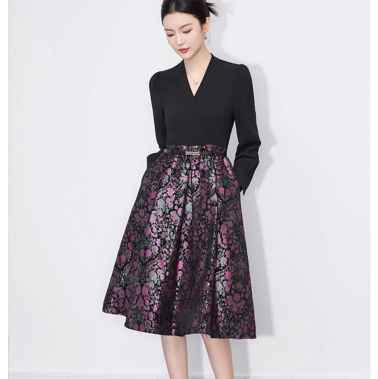 25ss Chenille jacquard fake two dresses