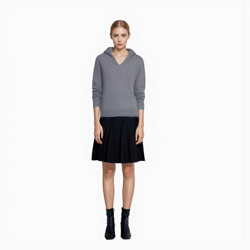 25ss Cashmere brushed hooded knitted sweater for autumn and winter