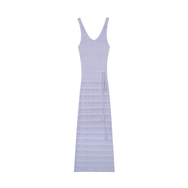 25ss Sleeveless cut-out beach knitted dress