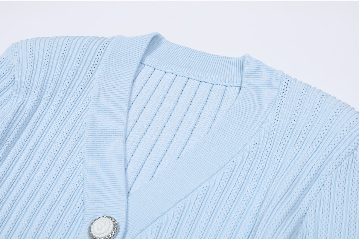 25ss European and American spring and autumn knitted sweater coat