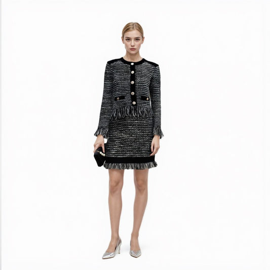 25ss Autumn and winter chanel-style knitted fashion casual set