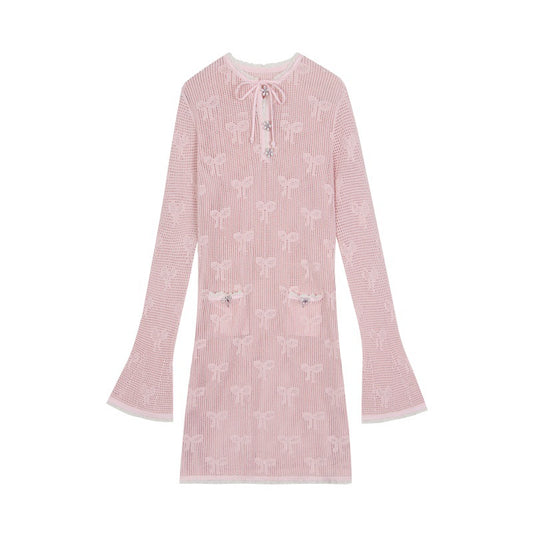 25ss Elegant cut-out knitted dress