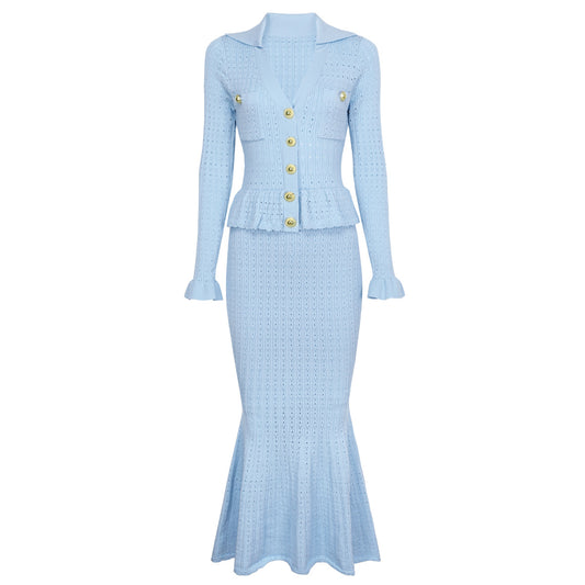 25ss European and American spring and autumn fashion knitted dress