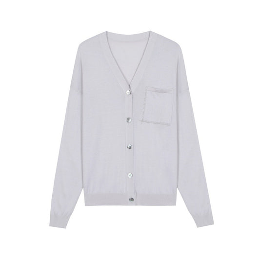 25ss Elegant Tencel wool knitted cardigan for autumn and winter