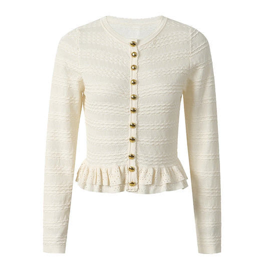 25ss Early autumn ruffled hem knitted cardigan