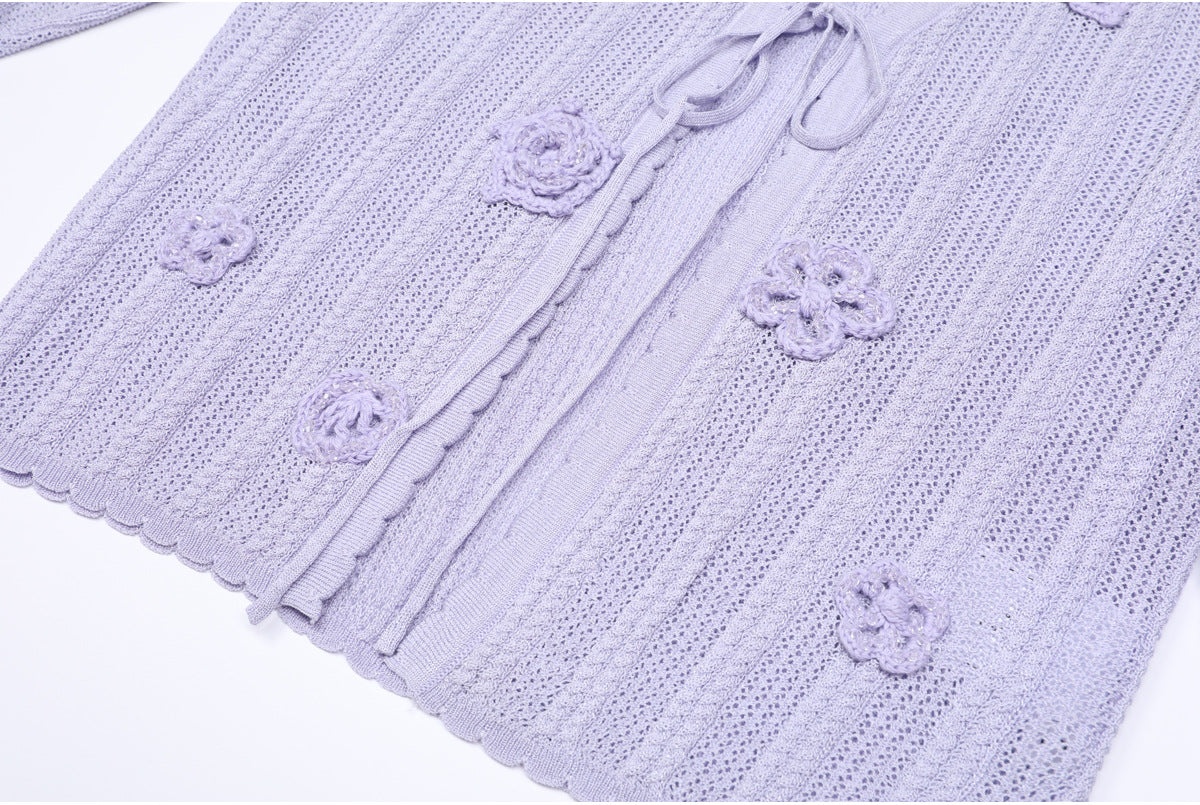 25ss Spring and Autumn Fashion knitted halter dress set