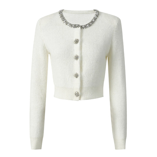 25ss A fashionable cardigan studded with diamonds in early autumn