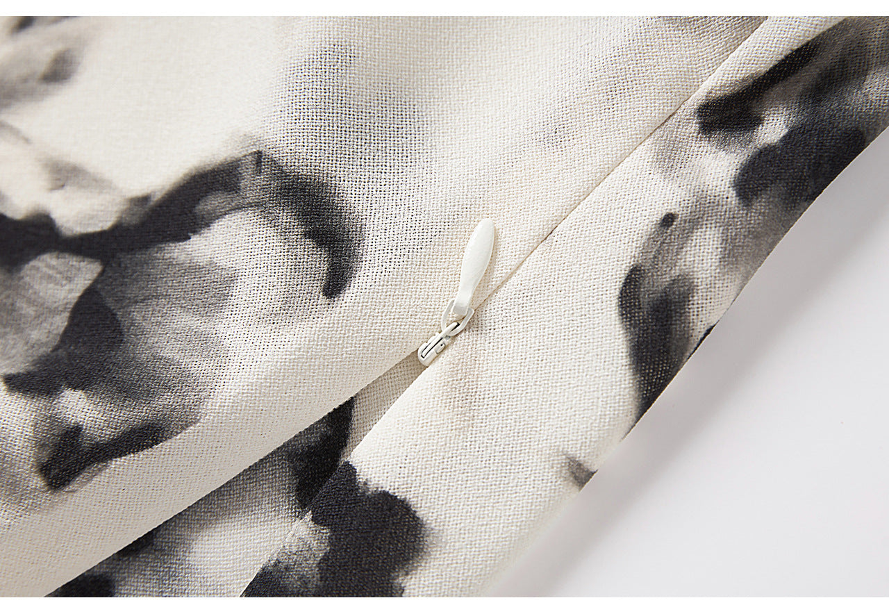 25ss Early autumn chiffon printed one-shoulder top