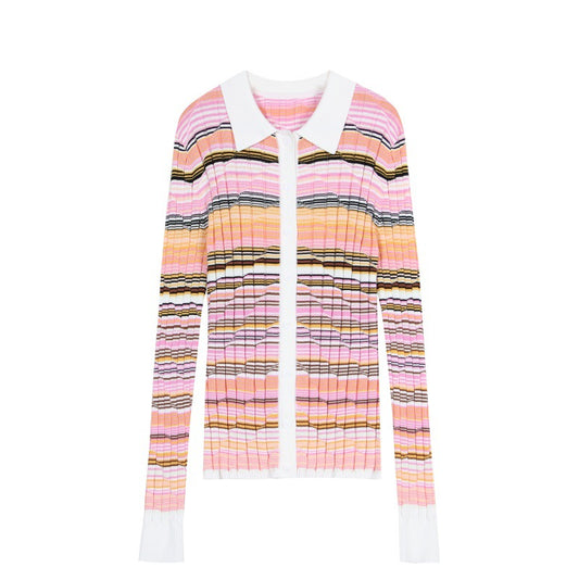 25ss Spring and Autumn polo collar Tencel cotton knitted sweater