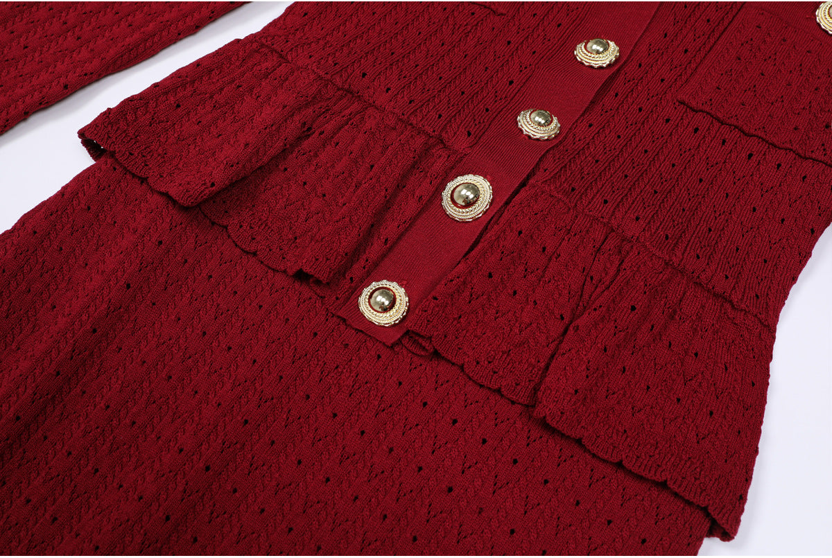 25ss European and American spring and autumn fashion knitted dress