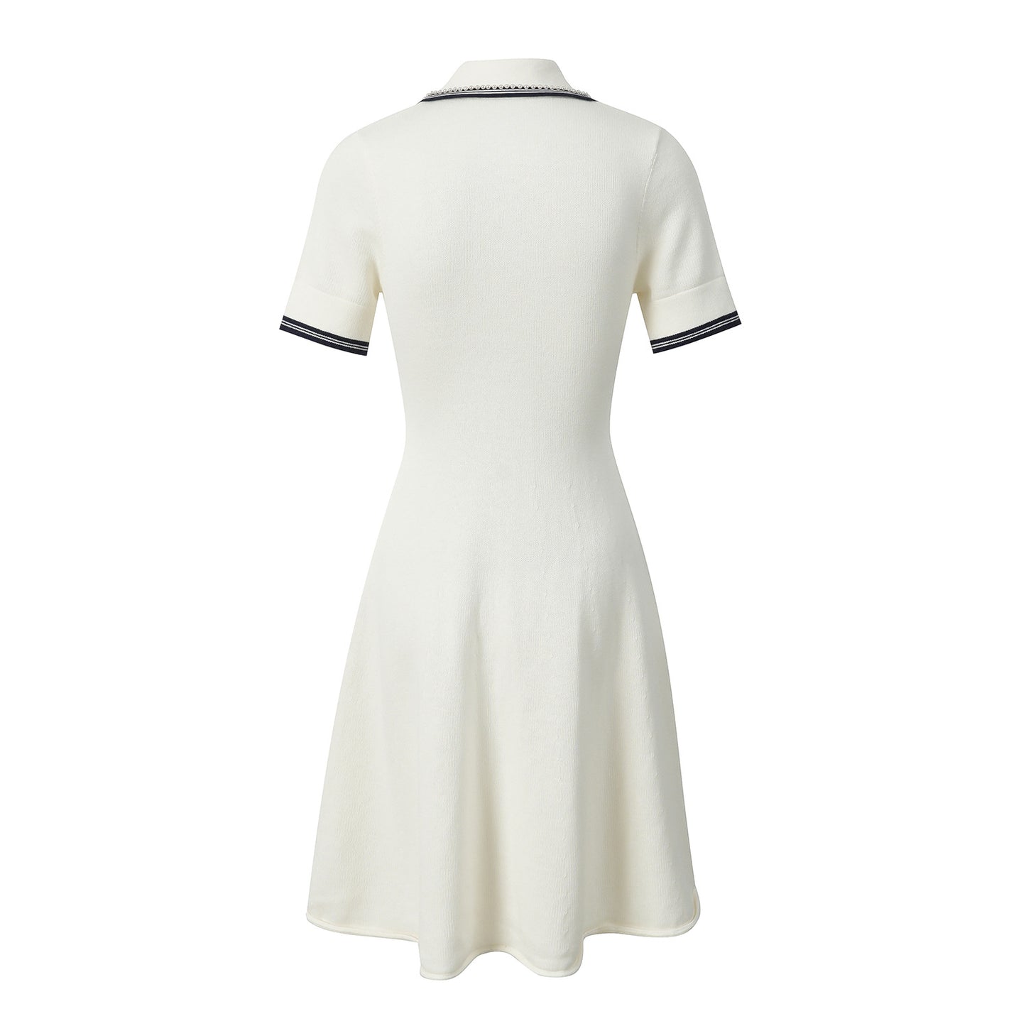 25ss polo collar stylish A-line knitted dress