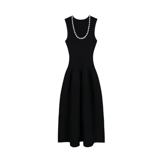 25ss Spring and summer lady's beaded A-line dress